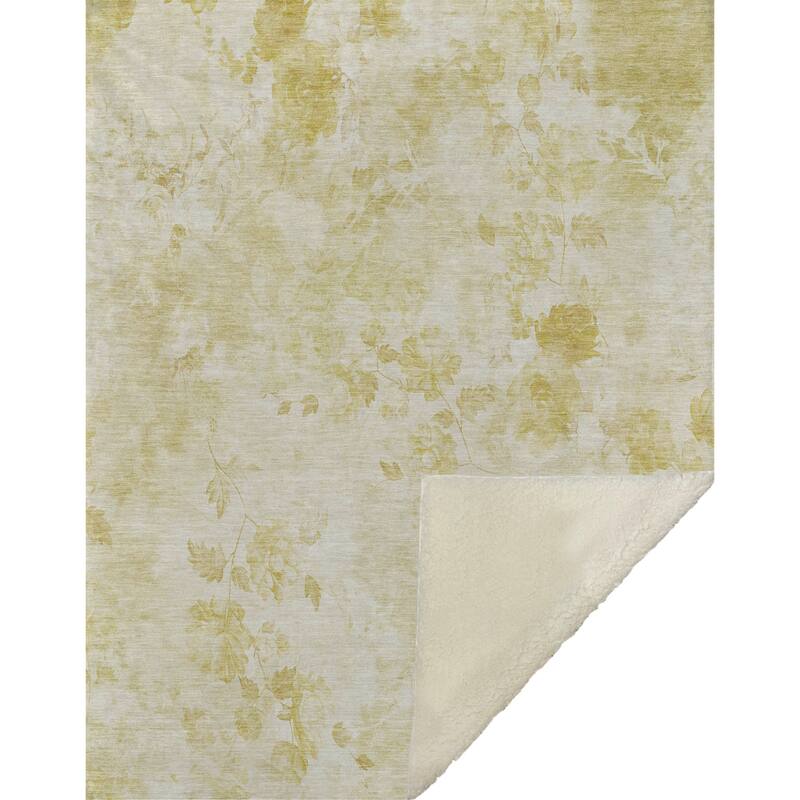 Premium Machine Washable Modern Floral Sherpa Throw Blanket