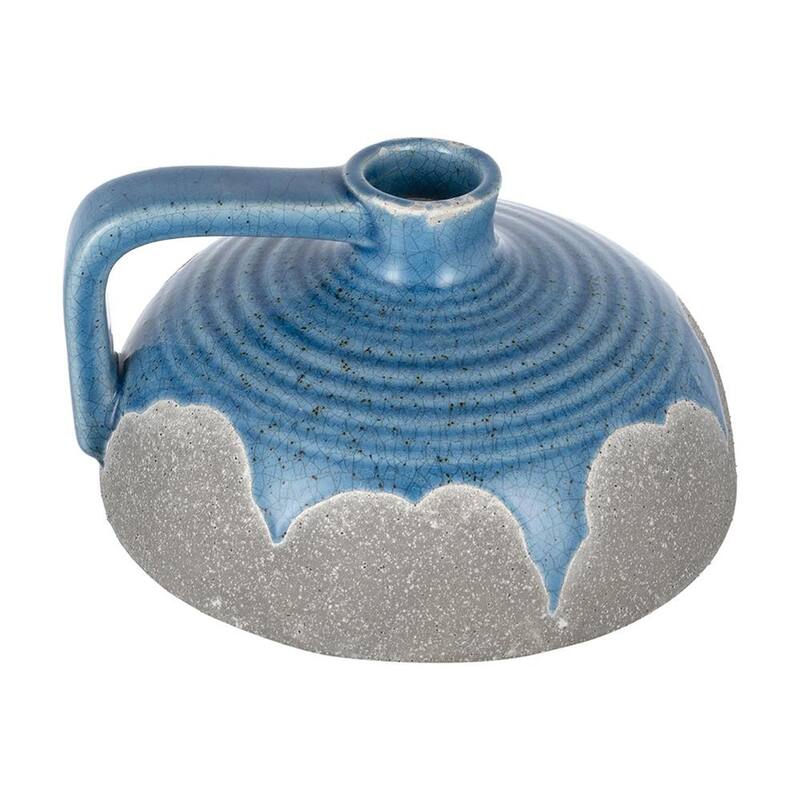 4" Blue And Gray Ceramic Bud Jug Vase - 7.30