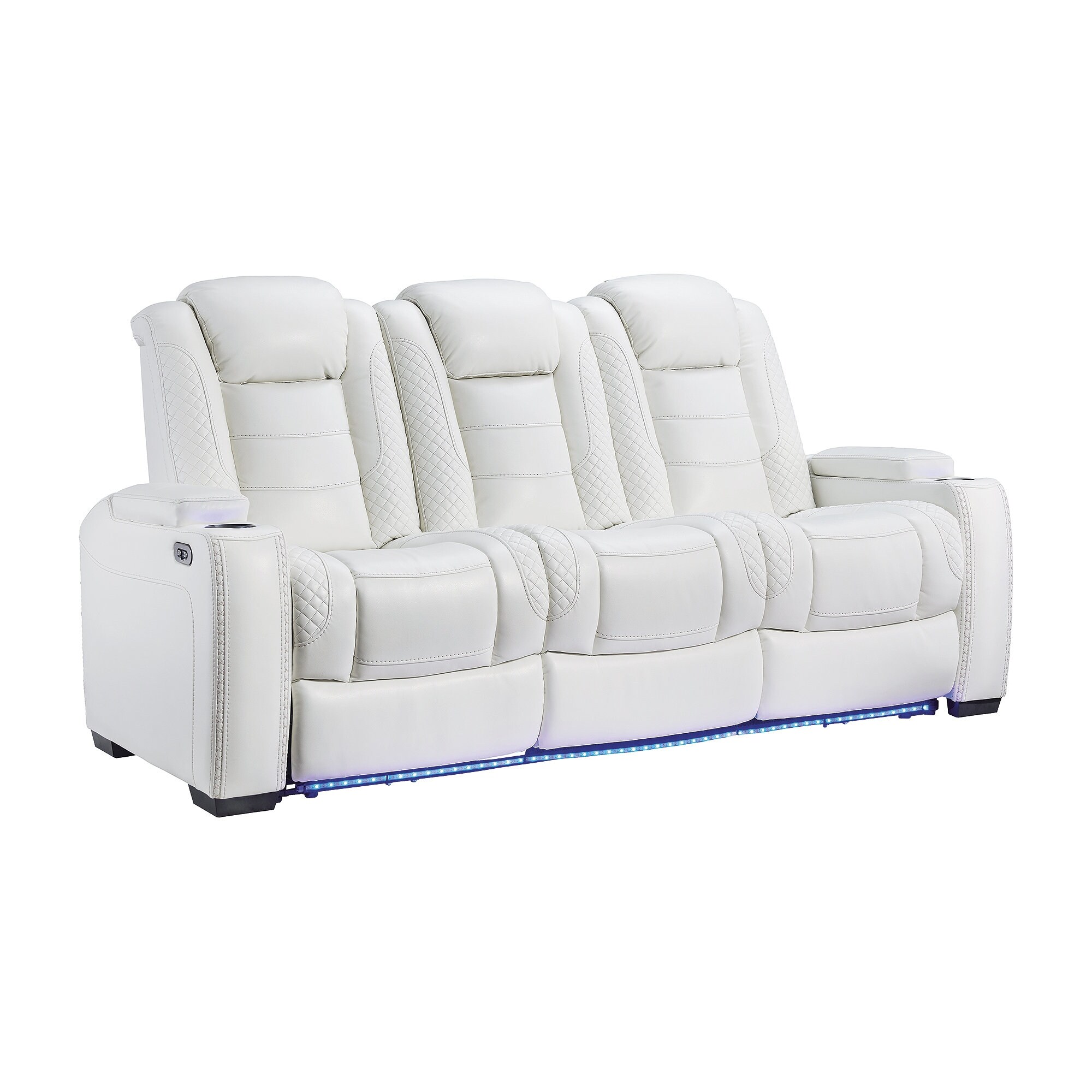 Party Time White Power Recliner Sofa with Adjustable Headrest 85