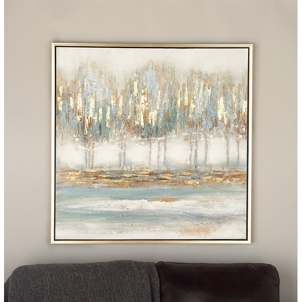 Blue Canvas Tree Framed Wall Art with Gold Frame - Bed Bath & Beyond ...