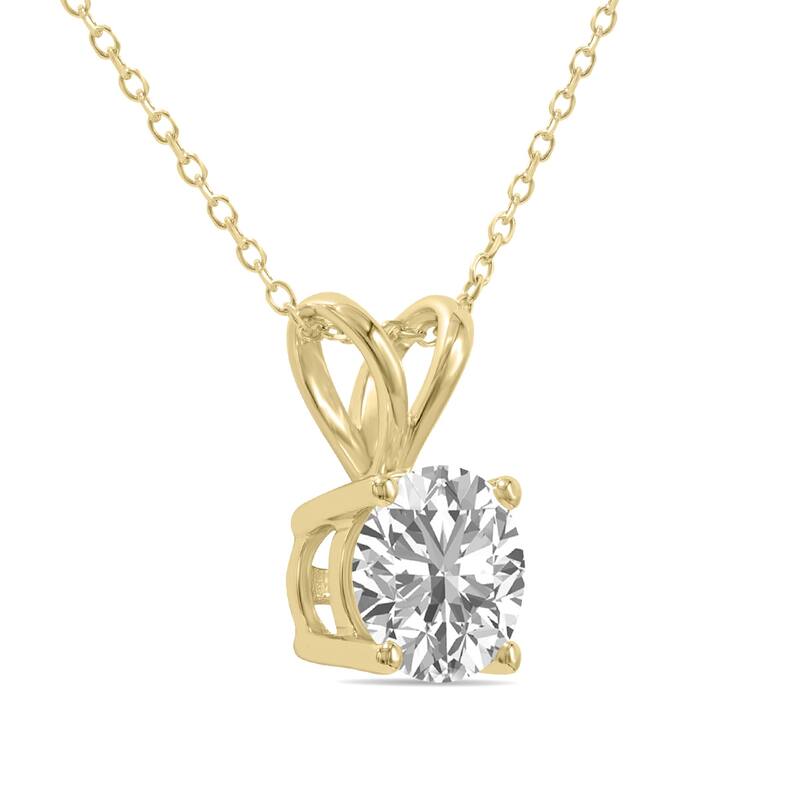 Marquee 1.50 Carat Lab Grown Diamond Round Solitaire Pendant in 14K Yellow Gold