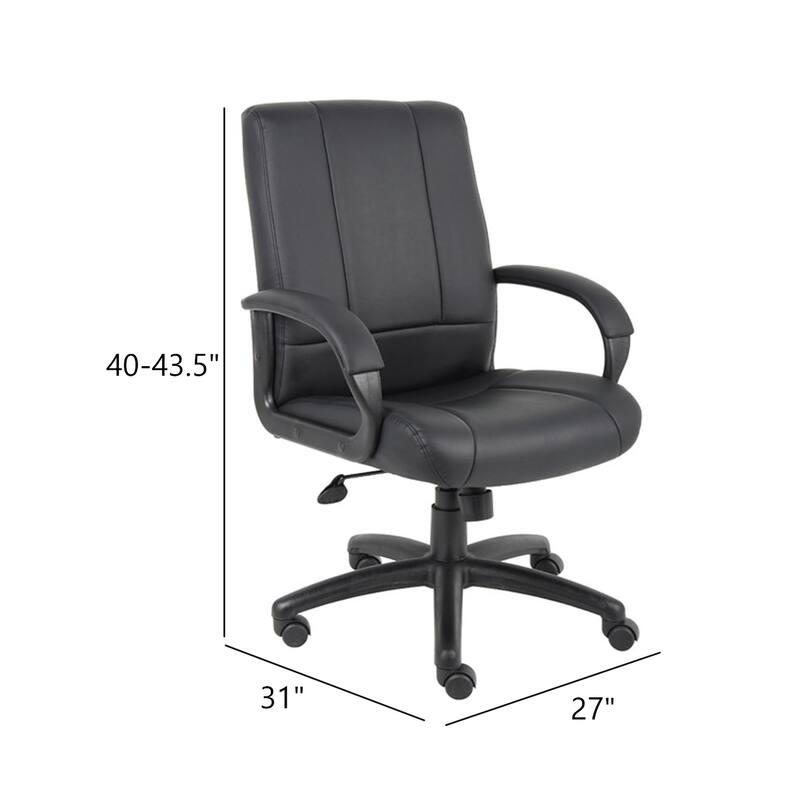 Ruia Executive Mid Back Office Chair, Black Soft Vinyl, Padded Arms