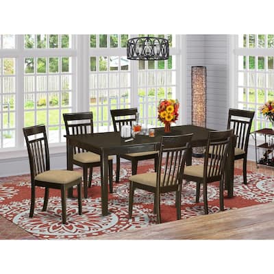 Modern Dining Set - 7 Piece Table & Chair Set - Linen Fabric Chairs - 42x72 Inch Rectangle Table