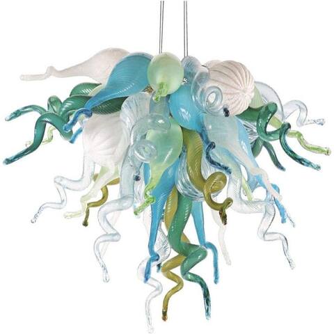 4-Light Handle-blown Chandeliers with Glass Shades