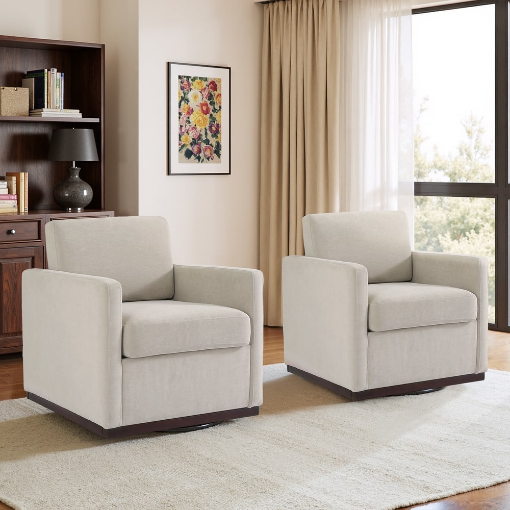 Set of 2 Modern Cozy Swivel Accent Chairs Upholstered Arm Chairs