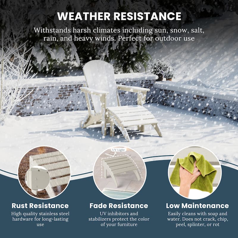 Polytrends Laguna Hdpe All Weather Outdoor Patio Foldable Ottoman