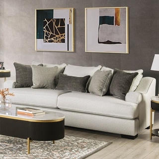 Avir Transitional Fabric Sloped Track Arms Sofa by Furniture of America