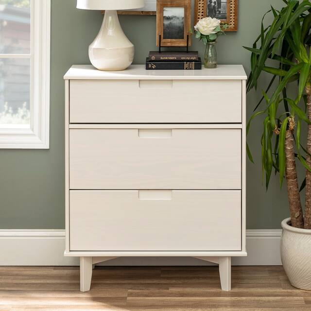 Middlebrook Mid-Century Solid Pine 3-Drawer Storage Chest - White