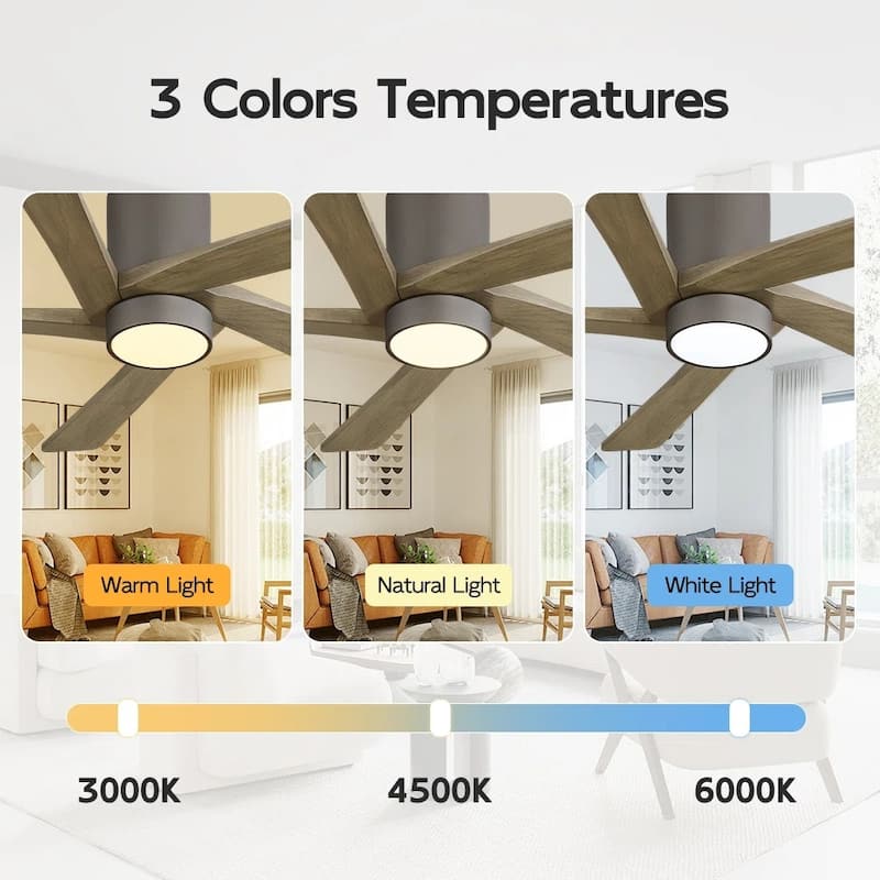 MLiAN 54" Solid Blades Indoor Flush Mount Ceiling Fan with Light Kit and Remote