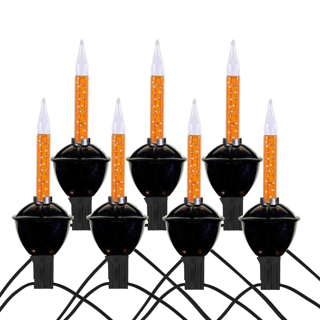 7 Light Halloween Blackout Bubble Light Set, Orange Liquid, 6 Feet