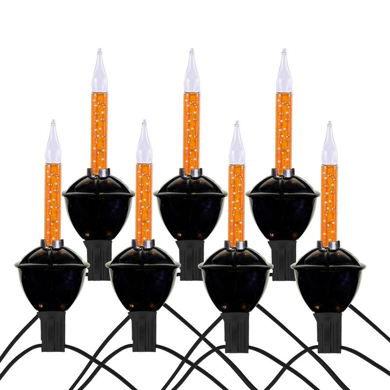 7 Light Halloween Blackout Bubble Light Set, Orange Liquid, 6 Feet - String Lights - Black