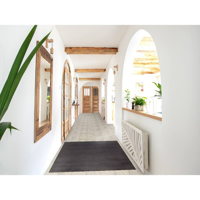 Gray Blue Gabbeh Modern Rug Handmade Wool Carpet - 3'5" x 4'10"