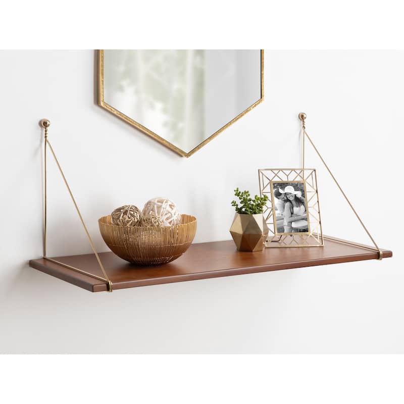 Kate and Laurel Vista Wall Mounted Wooden Desk Shelf