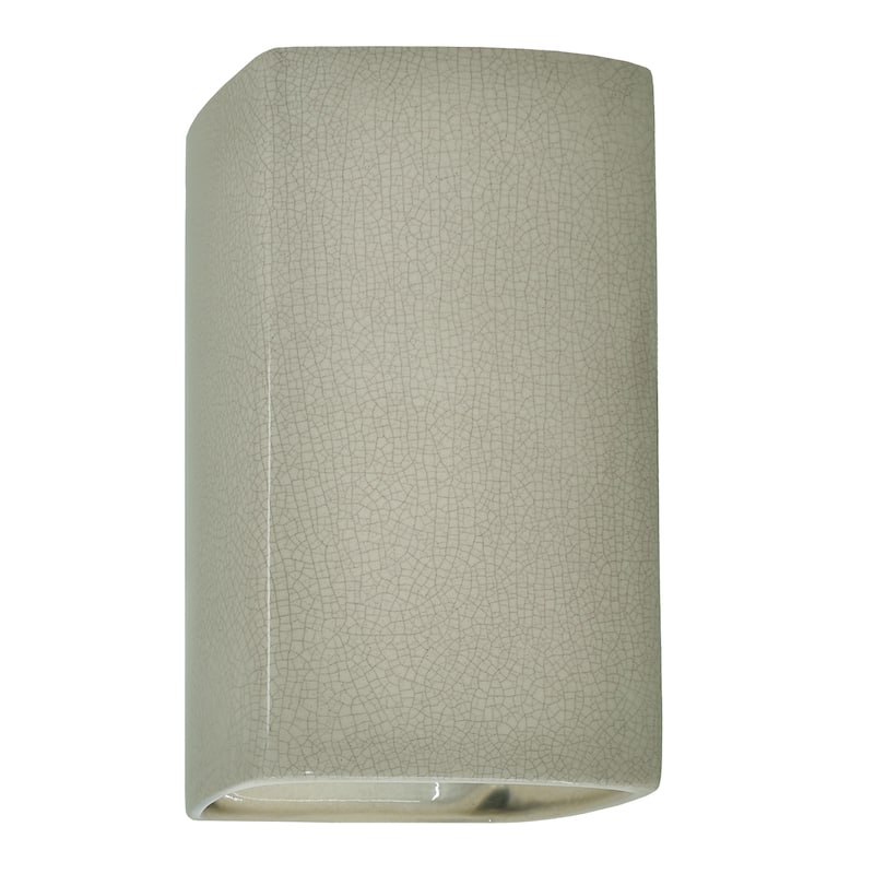 Justice Design Ambiance - Large ADA Rectangle Wall Sconce - Closed Top (Outdoor) - Replaceable Bulb - Celadon Green Crackle