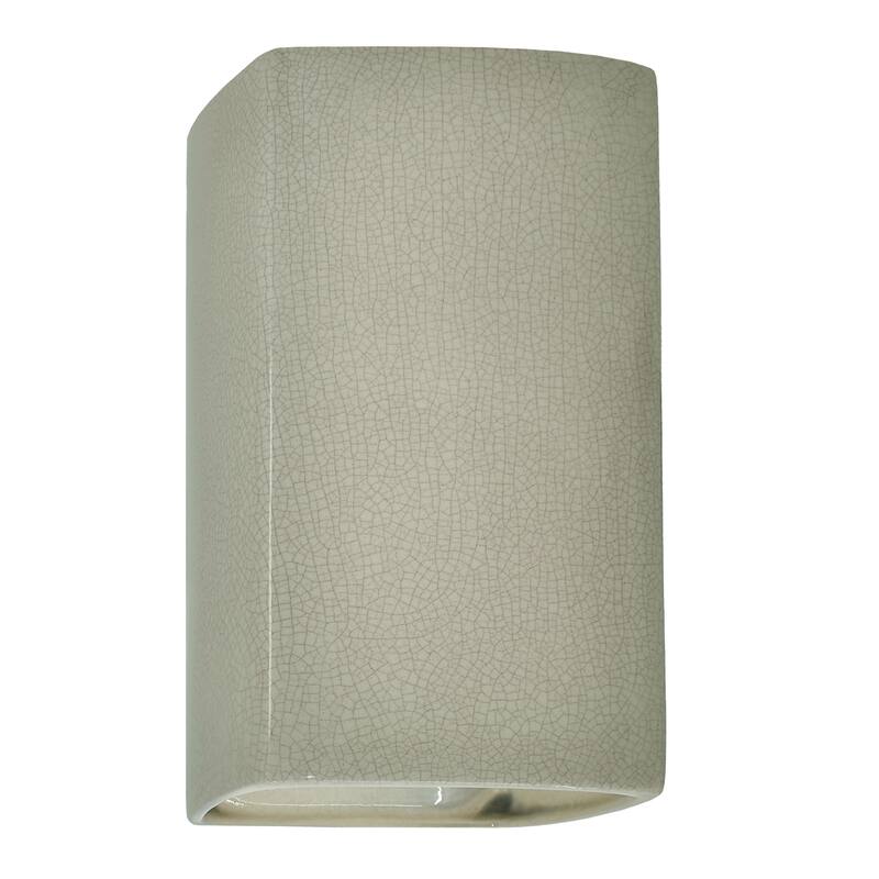 Justice Design Ambiance - Large Rectangle Wall Sconce - Open Top & Bottom - Replaceable Bulb - Celadon Green Crackle