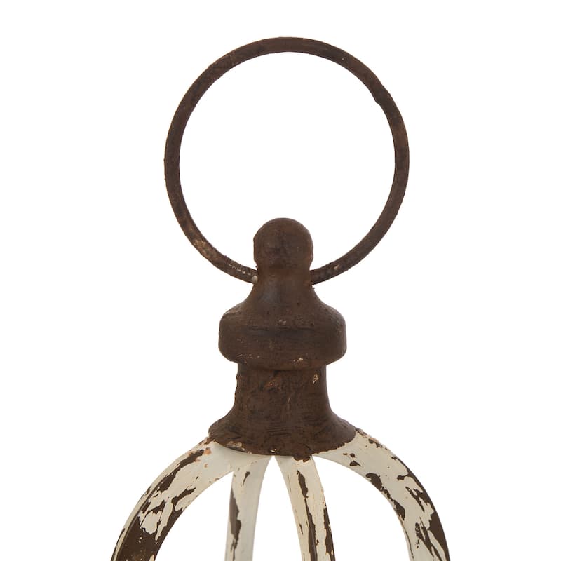 Glitzhome Farmhouse Metal Decorative Lanterns Candle Holder with Handle Wedding Decor