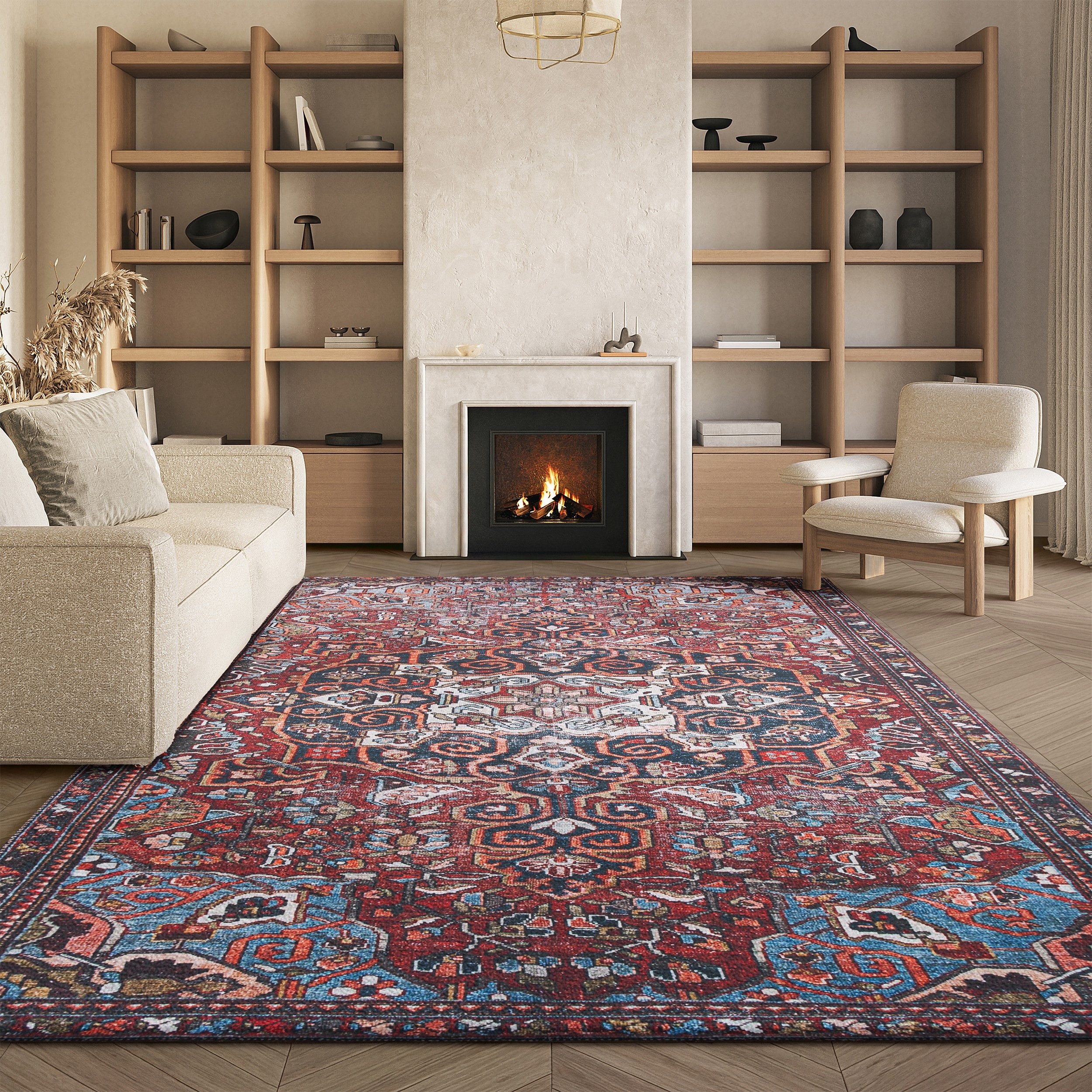 SAFAVIEH Tucson Machine Washable Slip Resistant Rachael Oriental Rug