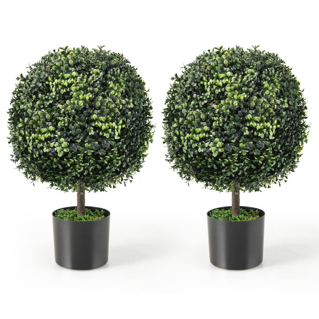 Costway 2PC 22'' Artificial Boxwood Topiary Ball Tree Office Garden - See Details