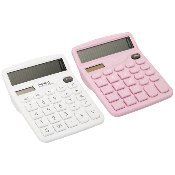 10-Digit Solar Desktop Calculator With Large Buttons & LCD Display - Dual Power (Solar/Battery), For Home & Office (White)-692055