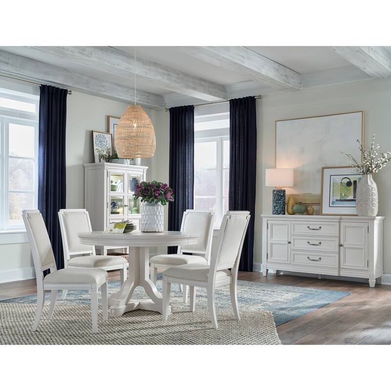 Magnussen Home Willowbrook Egg Shell White Upholstered Side Chair Two Pack - 20''W x 23.63''D x 40''H