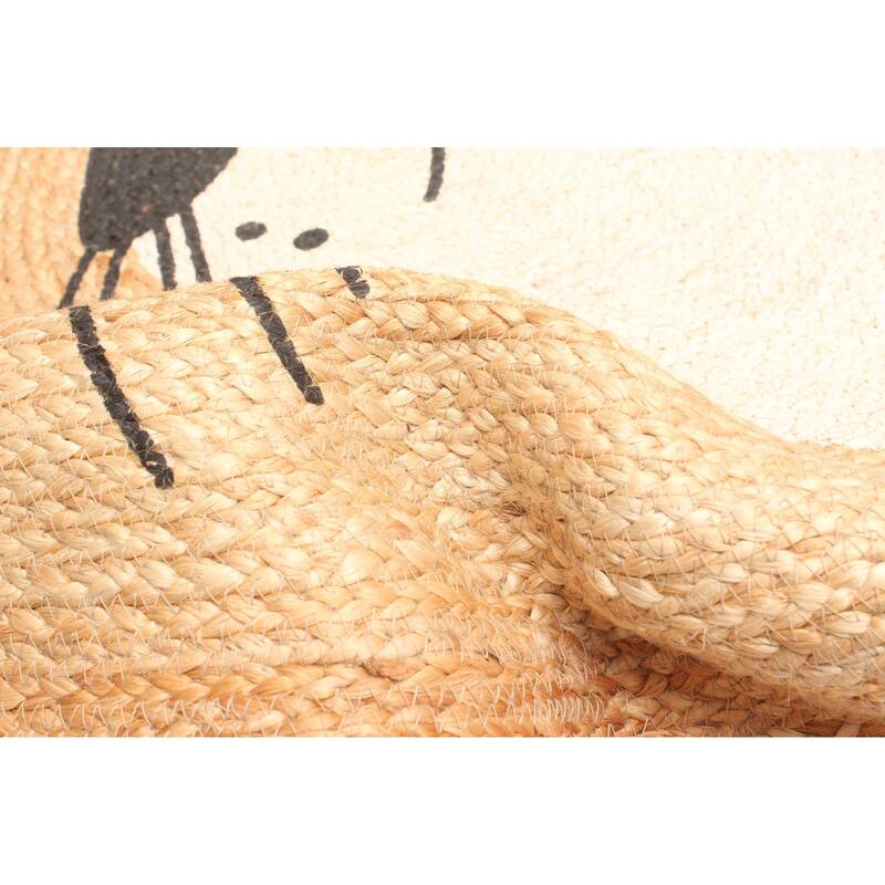 ECARPETGALLERY Braided Weave Palas Denizli Tan Jute Rug - 3'0 x 3'0