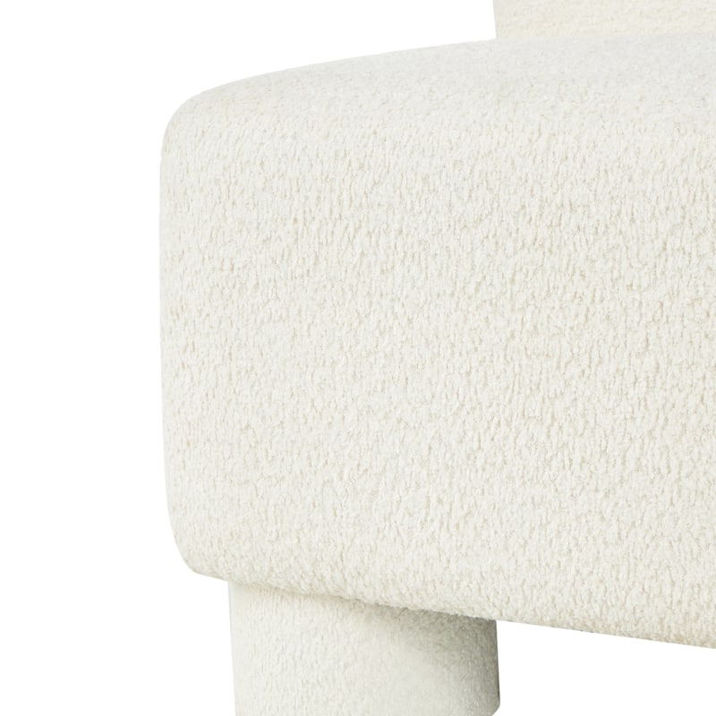 Polyester Square Boucle Accent Chair - White - Roche River Decor - 31"W x 33"L x 27"H