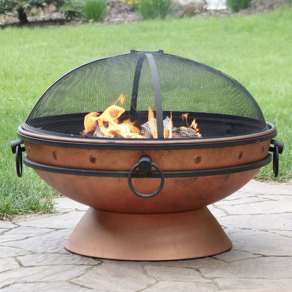 Shop Sunnydaze Royal Cauldron Copper Fire Pit With Handles And