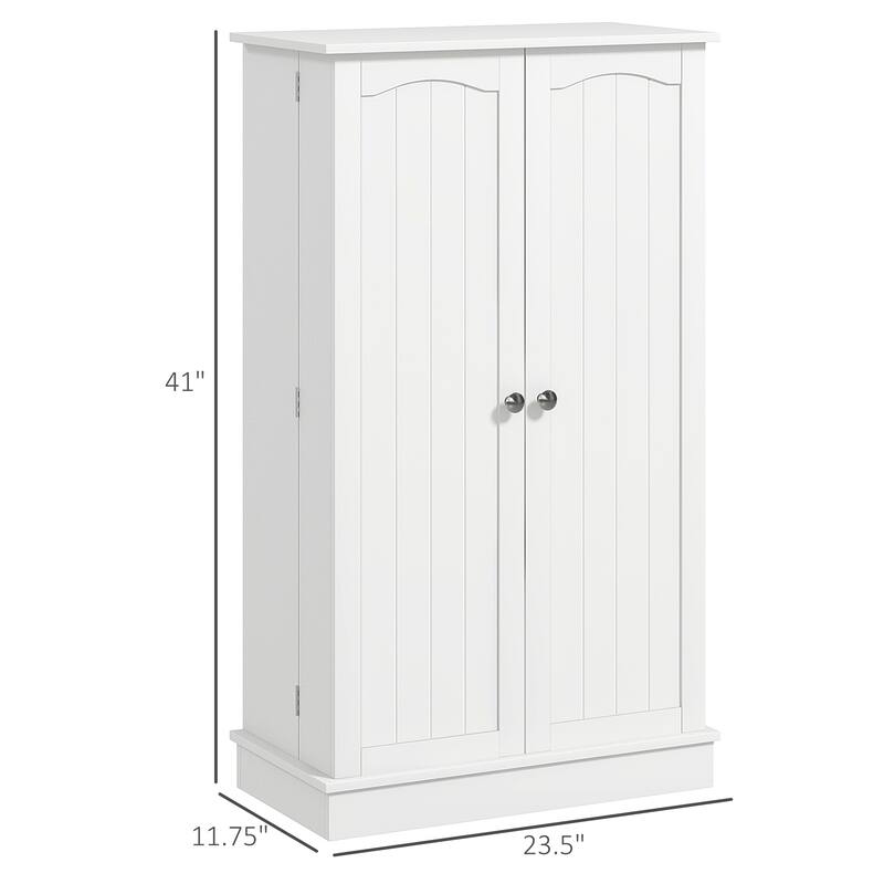 HOMCOM 41" Kitchen Pantry, Modern 2-Door Kitchen Storage Cabinet with 5-tier Shelving, 12 Spice Racks and Adjustable Shelves