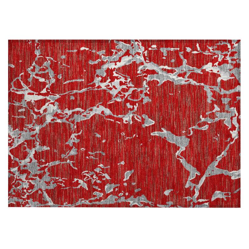 Machine Washable Indoor/ Outdoor Abstract Camo Chantille Rug