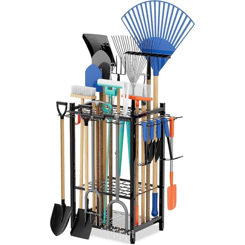 Sttoraboks Tool Organizer, 50-Tool Yard Rack for Garage Storage Hooks, Heavy-Duty Steel, Shed, Outdoor, Home, Black - Black