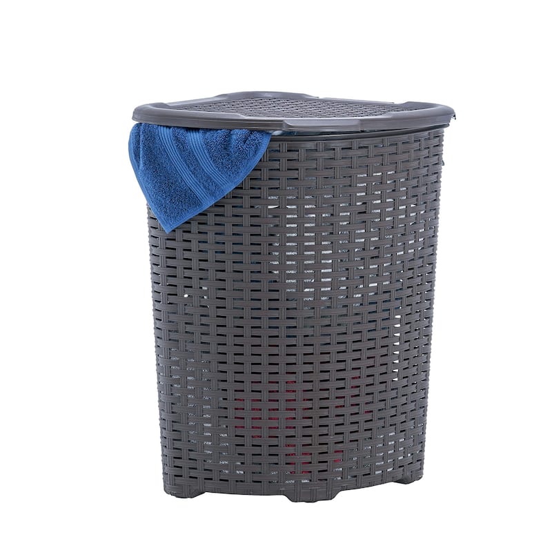 50 Liter Wicker Corner Hamper - Capacity: 50l - Brown