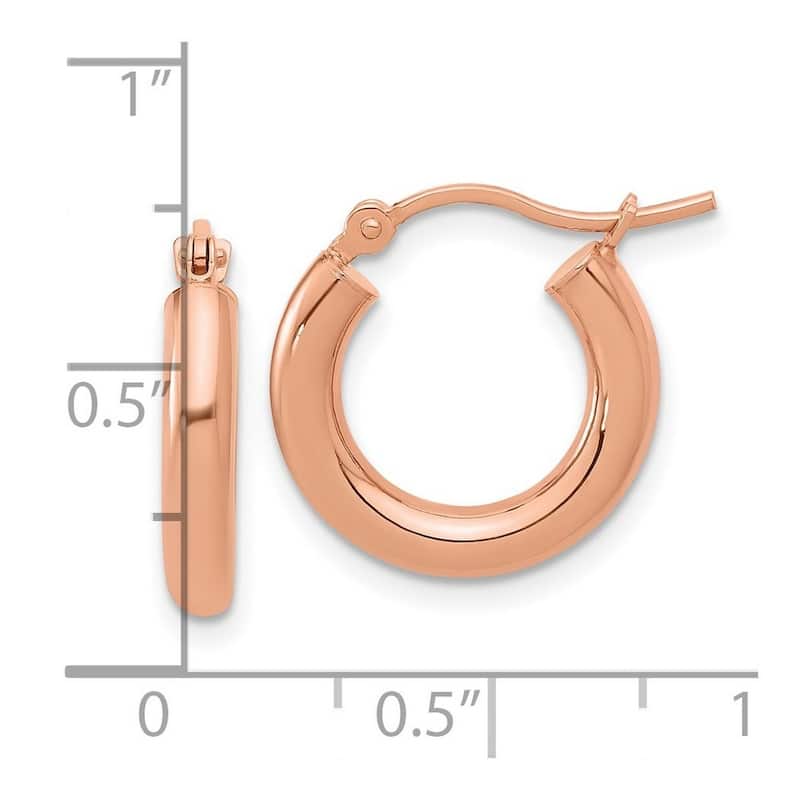 Curata 14k Rose Gold 3x17mm Polished Classic Hoop Earrings