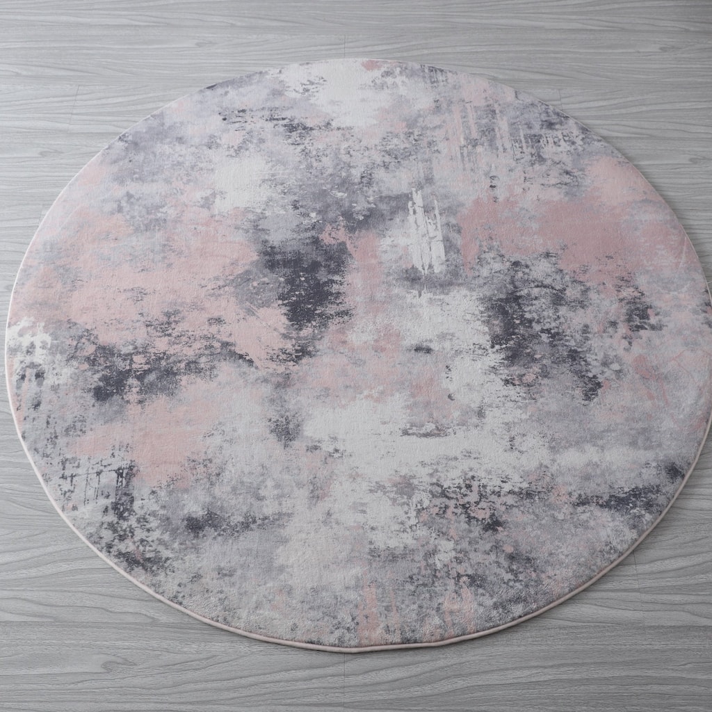 Retro Shag Collection Mixed Color Abstract Area Rug