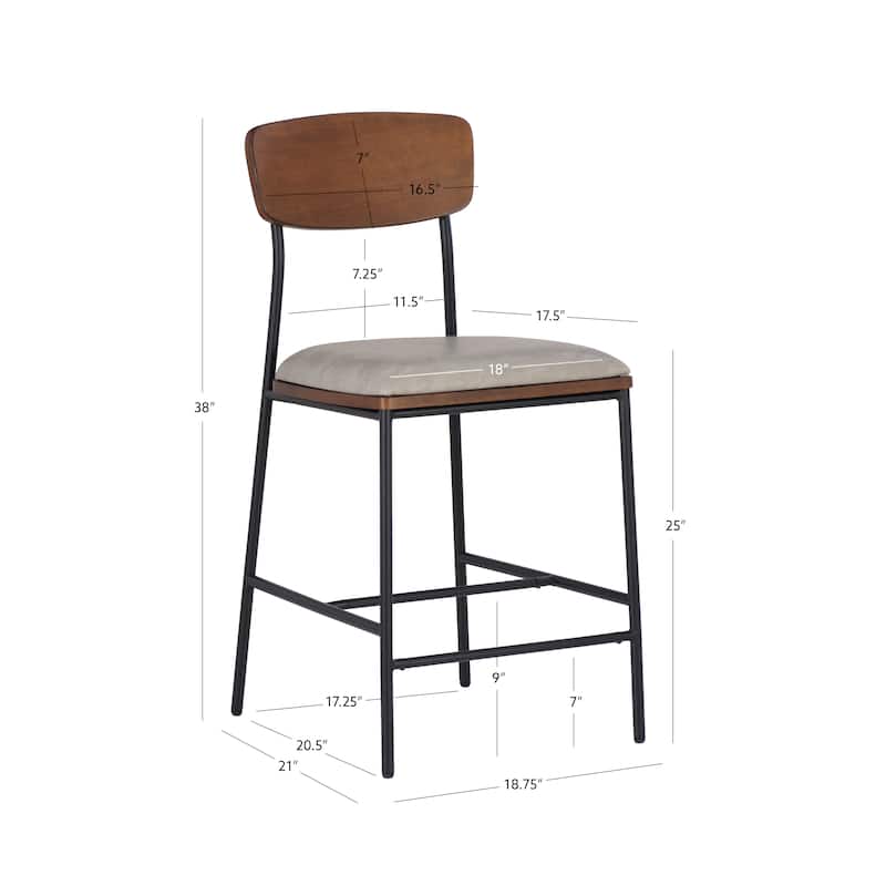 Lowrey Metal Faux Leather 25-Inch Counter Stool