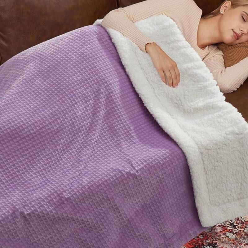 Electric Waffle Fast Heating Flannel Blanket, Purple - 84*90 inch