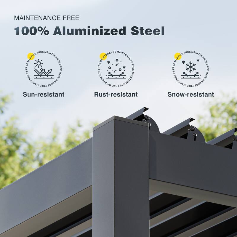 Patio Louvered Pergola with Adjustable Roof, Aluminum Steel Pergola