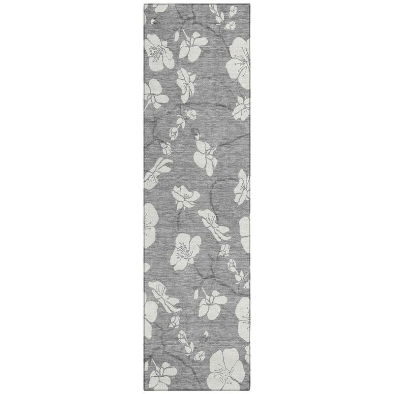Machine Washable Indoor/ Outdoor Calm Floral Chantille Rug