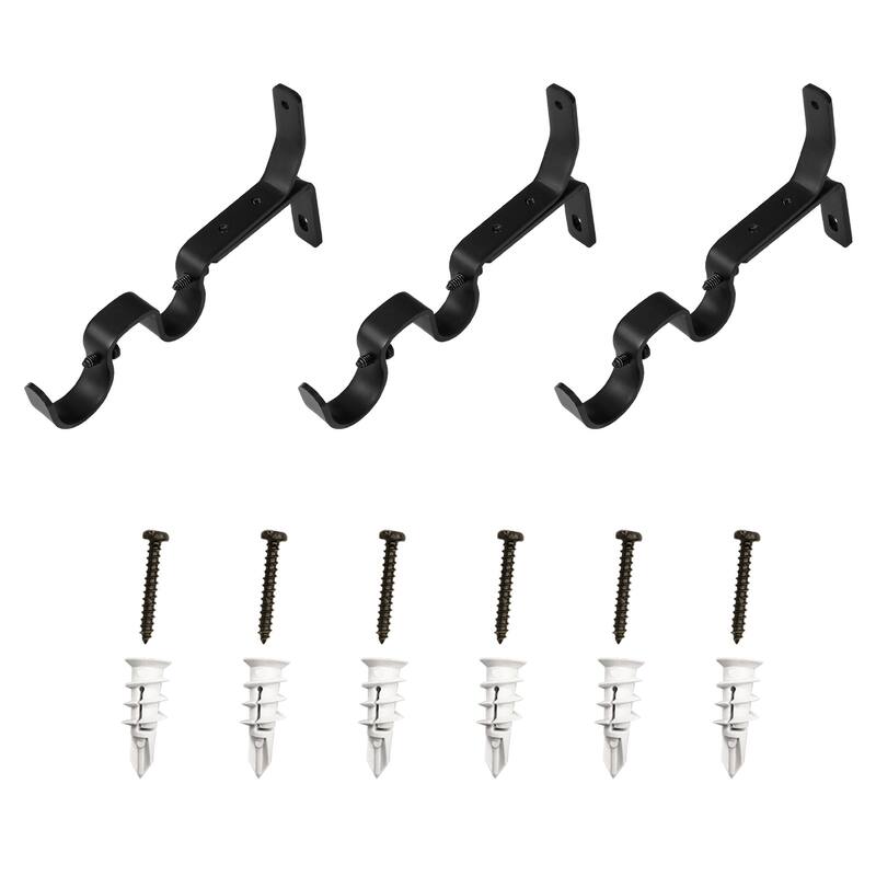 Double Curtain Rod Brackets 1" & 3/4" | 3-Pack