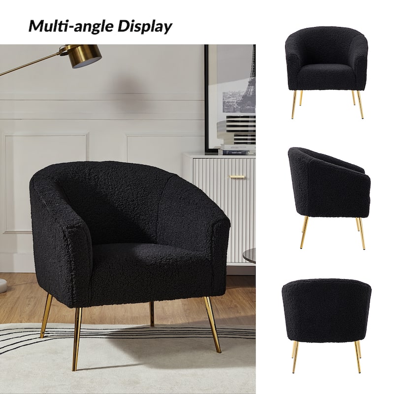 Rovigo Modern Upholstered Living Room Accent Barrel Chair with Metal Legs by HULALA HOME