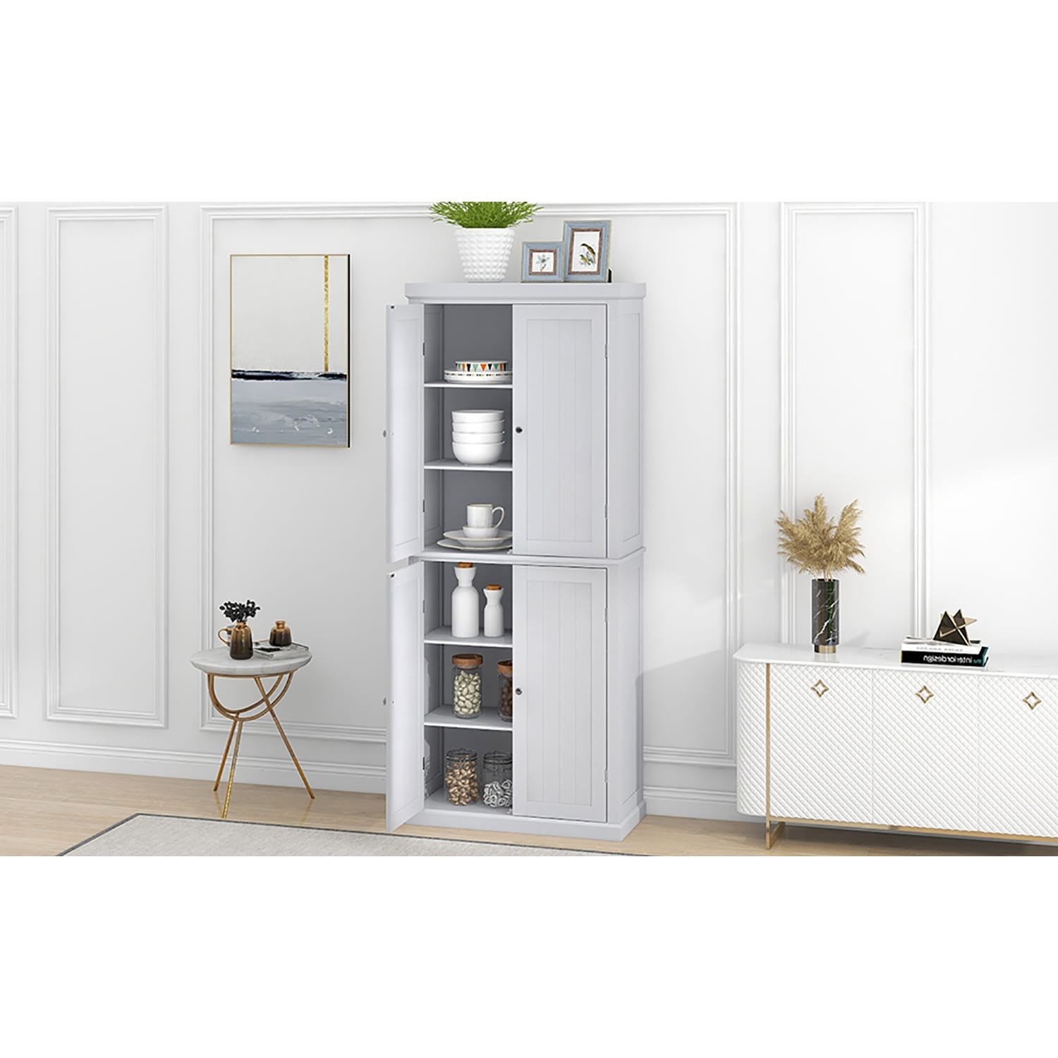 PAKASEPT Kitchen Pantry Storage Cabinet,Modern Freestanding Pantry Cabinet  - On Sale - Bed Bath & Beyond - 38925719