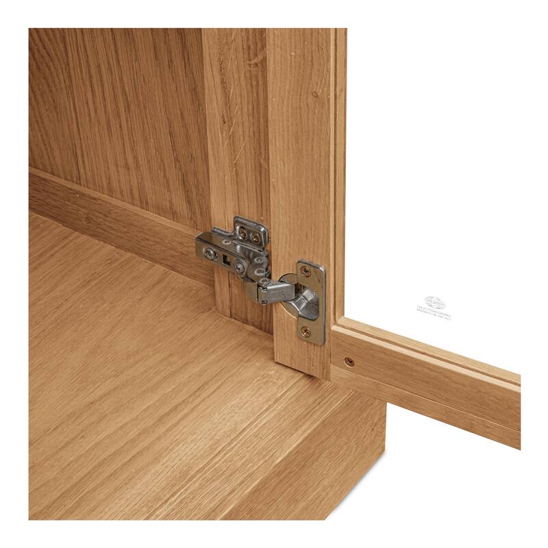 NADAAL STUDIOS Virelle Tall Cabinet, Glass Front with Molding Detail and Solid Oak Frame, Natural