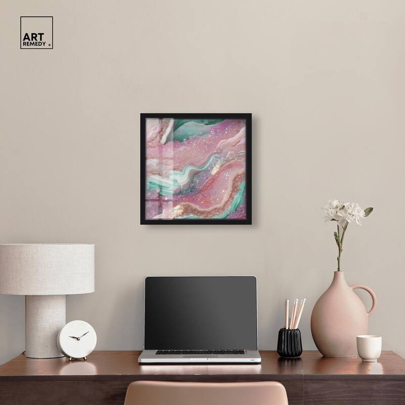 Pink and Mint Crystal III Shadowbox by Art Remedy