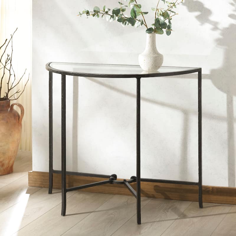 SAFAVIEH Couture Tauri Forged Metal Half Moon Console Table - 37"W x 16"D x 30"H