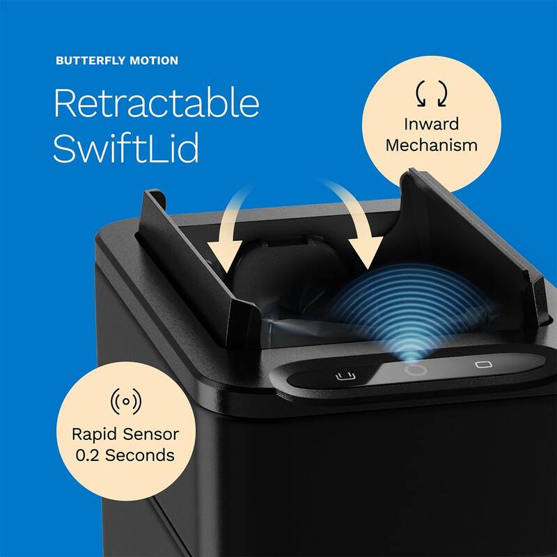 hOmeLabs 2.4 Gallon Kitchen Trash Can - Retractable Automatic Sensor Butterfly Lid, Easy Clean, Battery-Operated - Matte Black