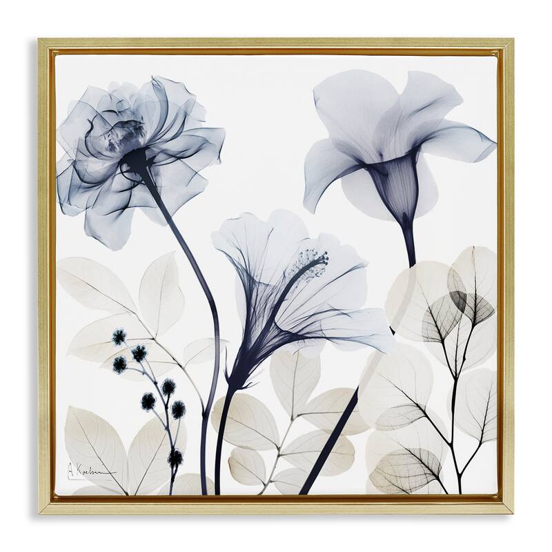 Stupell Sophisticated Minimal Flowers Framed Floater Canvas Wall Art Design By Albert Koetsier - 25 x 25 - Gold