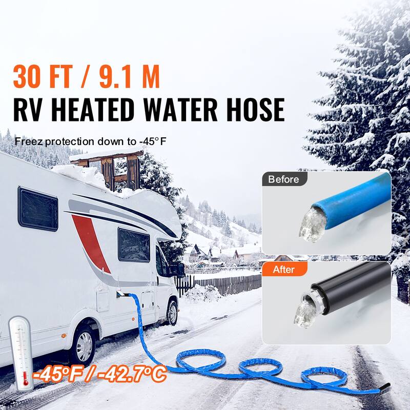Heated Water Hose for RV, Heated Drinking Water Hose with Corrugated Cover Antifreeze to -45°F, Automatic Self-regulating