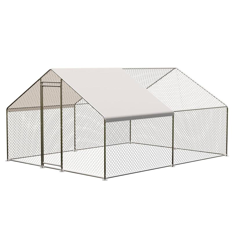 Large Metal Chicken Coop, Chicken Coop Run with Cover