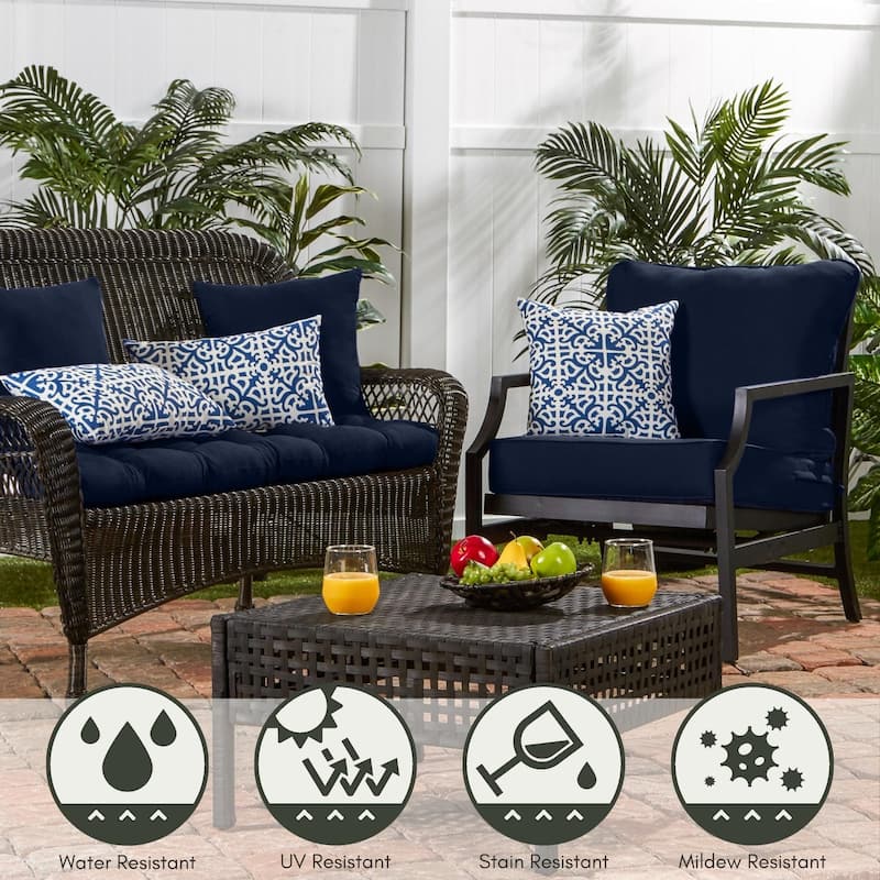 Navy Outdoor 24-inch x 24-inch Premium Deep Seat Cushion Set (Cushions Only)