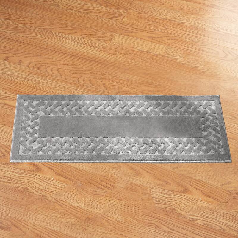 Herringbone Trim Skid-Resistant Backing Accent Rugs - Grey - 27" x 45" - Rectangle