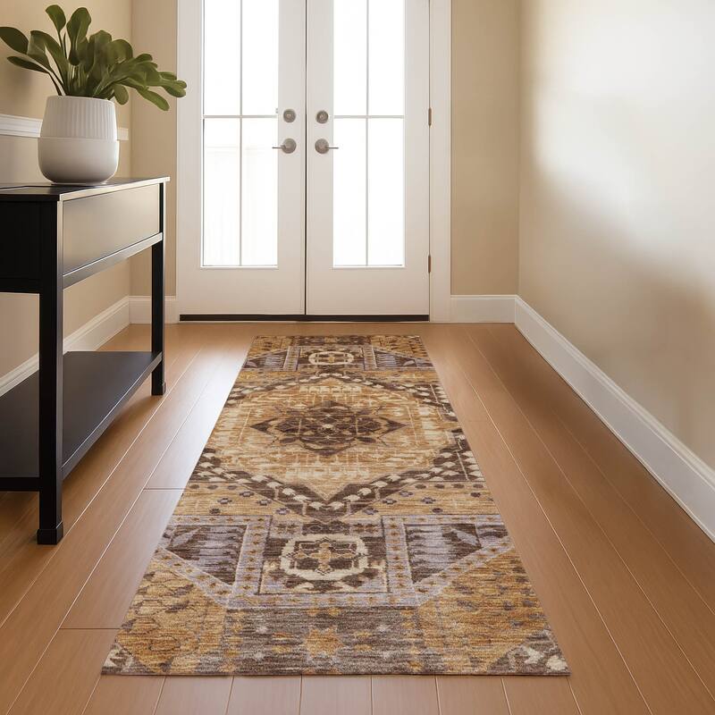 Premium Washable Super Soft Traditional Global Mayfield Rug - Copper - 2'3" x 7'6"